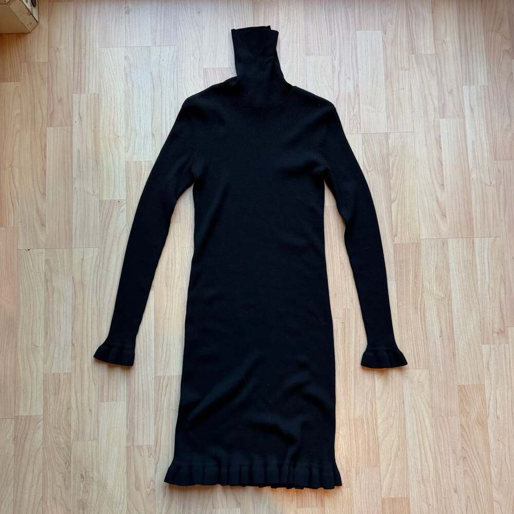 Vintage Ralph Lauren 100% Merino Wool Turtleneck Ribbed Turtleneck Sweater Dress